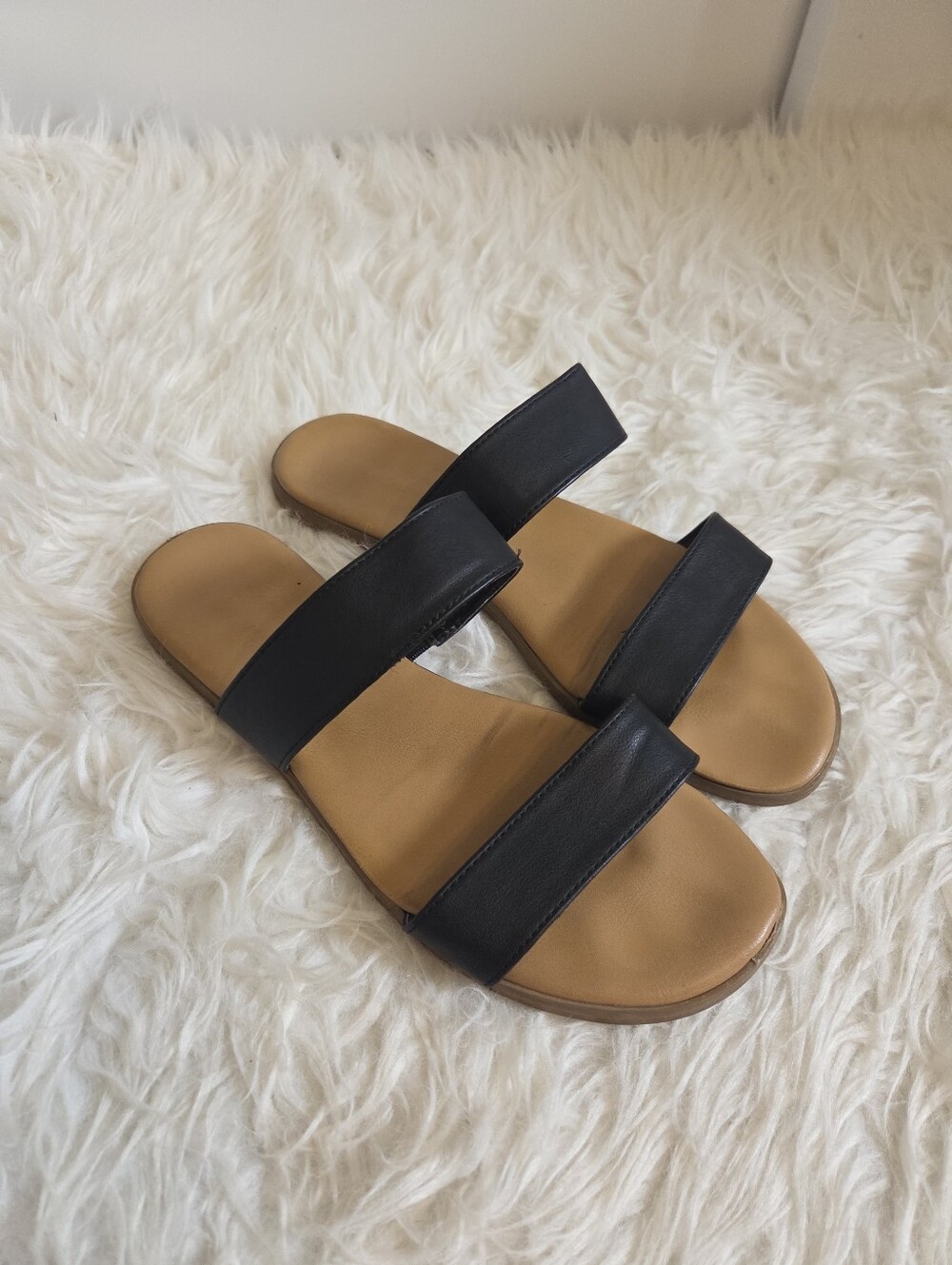 LC Lauren Conrad Classic Double-Strap Black Slide Sandals - Women's